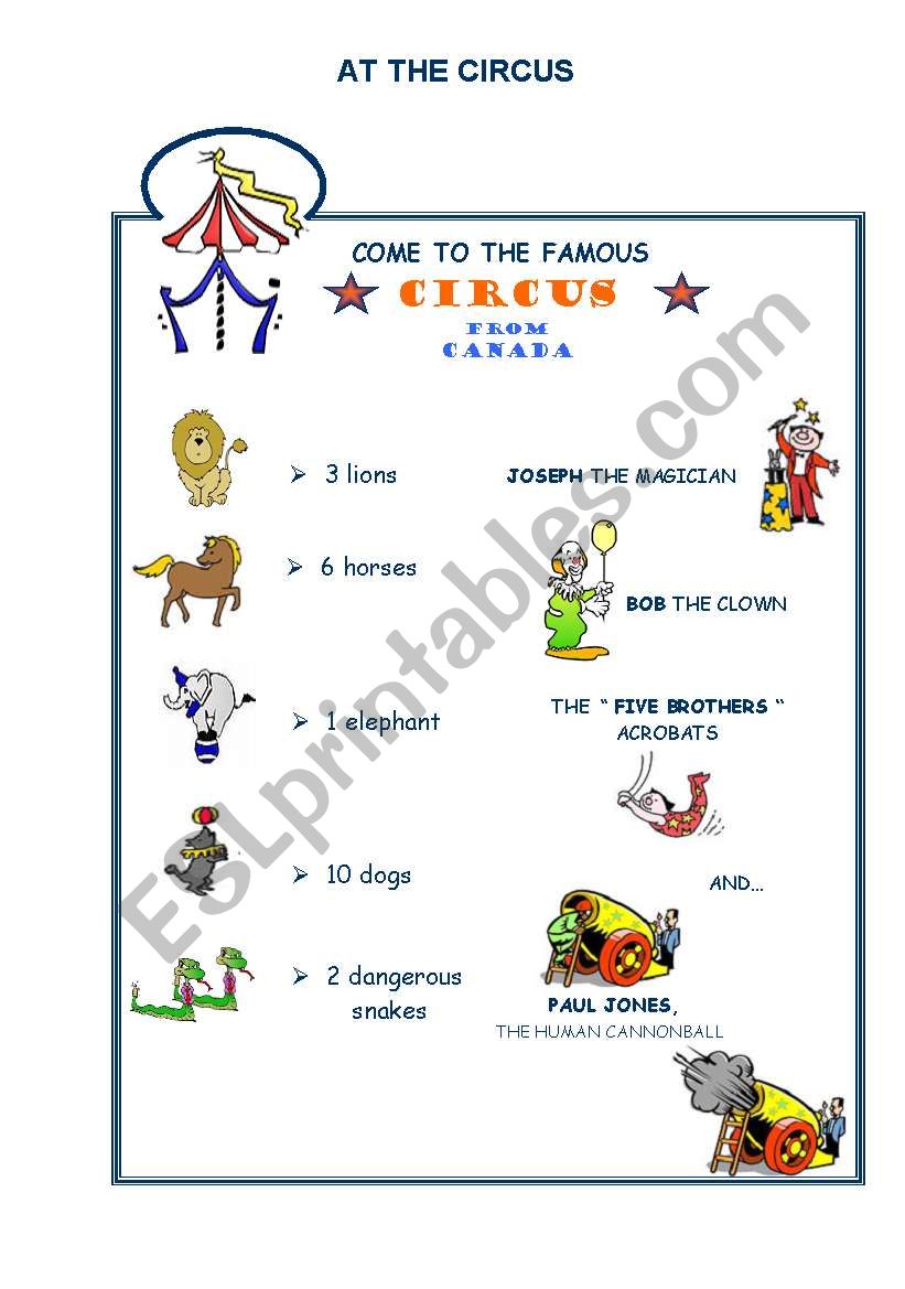 At the Circus worksheet