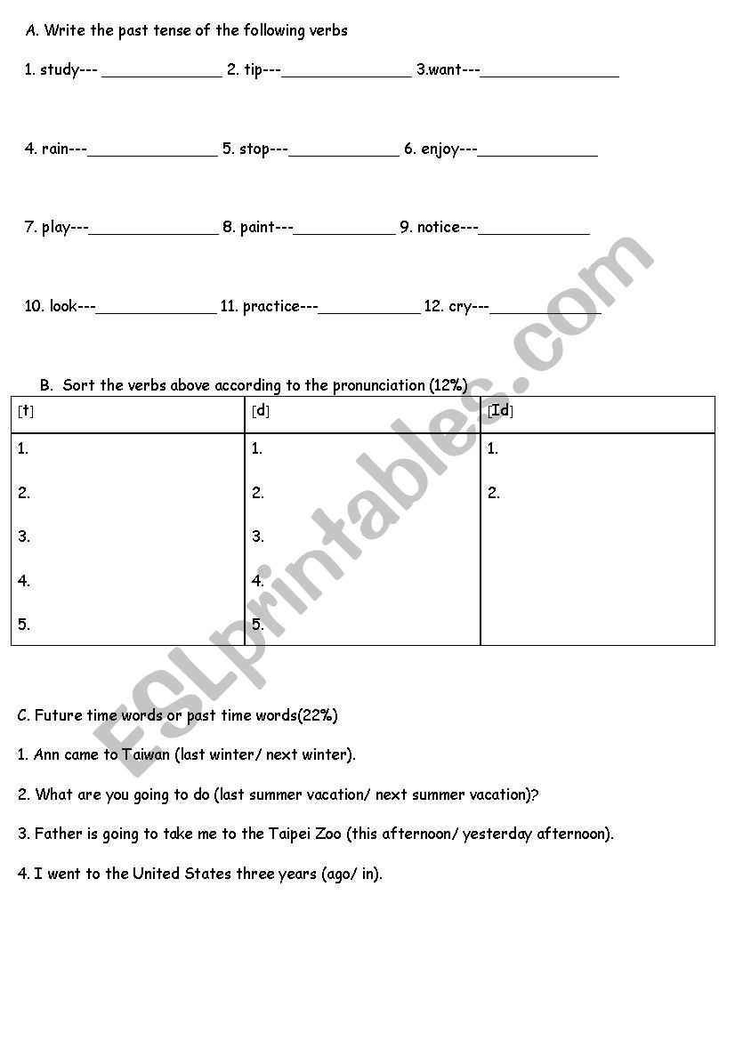 Past tense worksheet