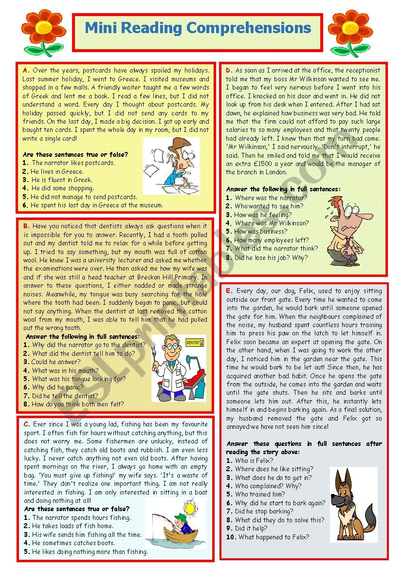 Mini Reading Comprehension 8 worksheet