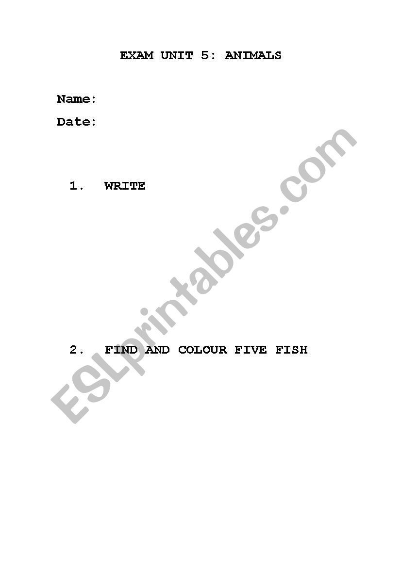 Animals worksheet