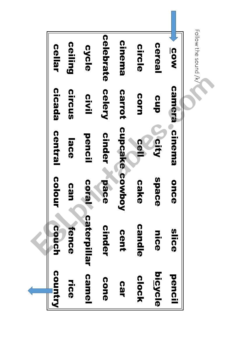 Letter C sound /k/ worksheet