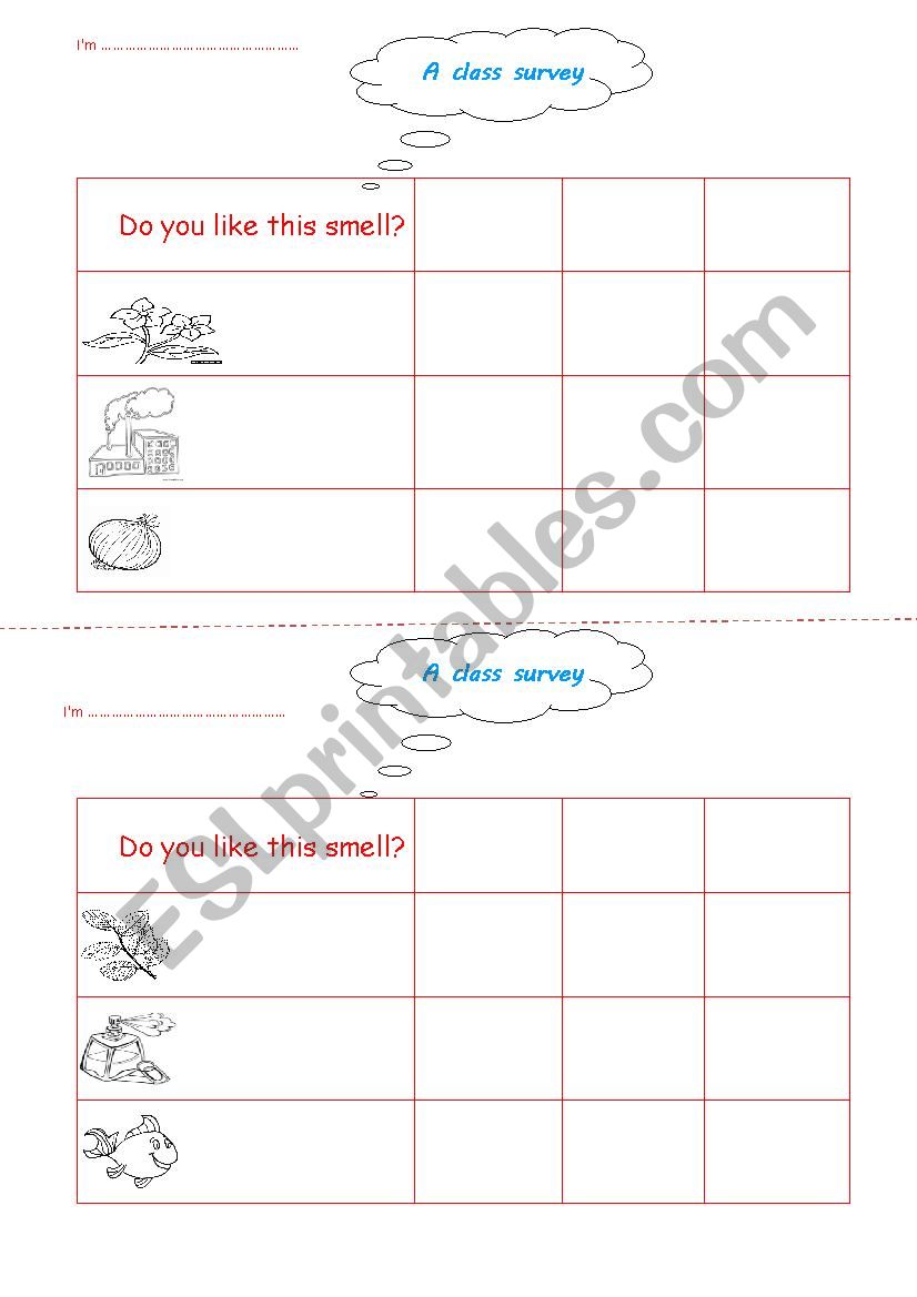 smell survey worksheet