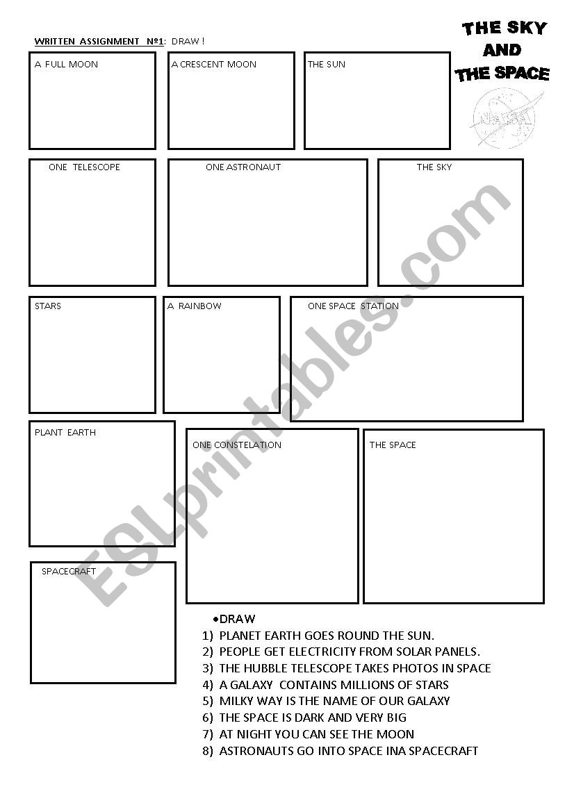 sky and space worksheet