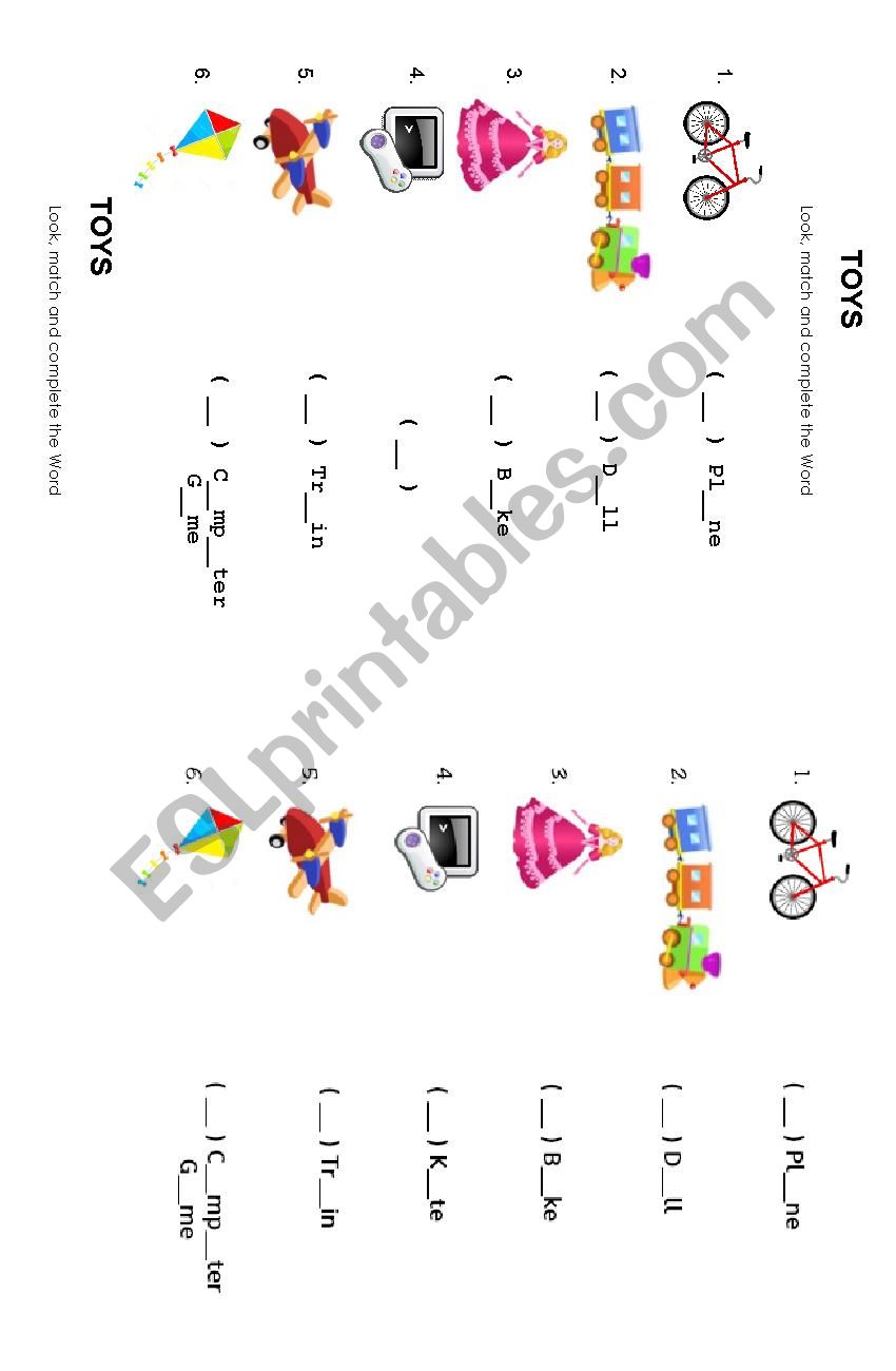 Matching toys worksheet worksheet