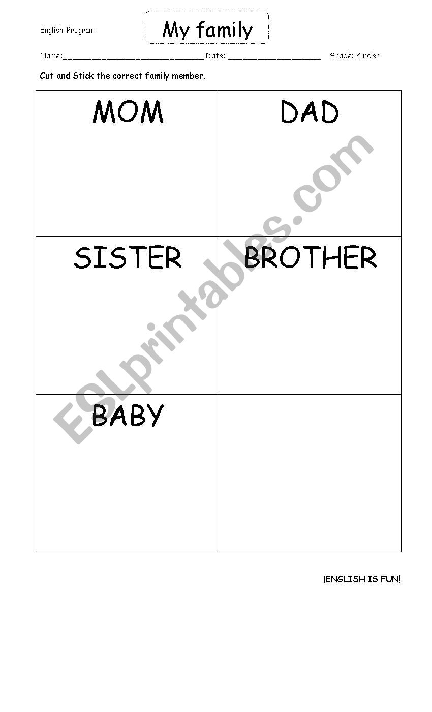 My family worksheet