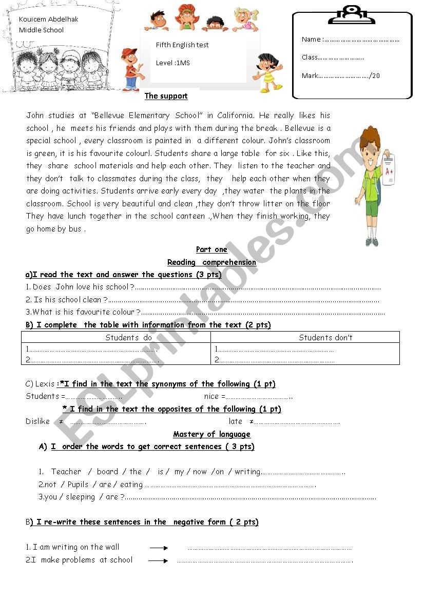 test for beginners  worksheet