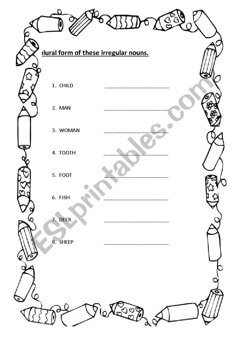 Irregular plural nouns worksheet