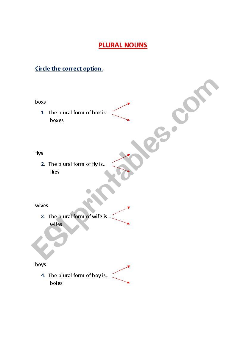 Plural nouns worksheet