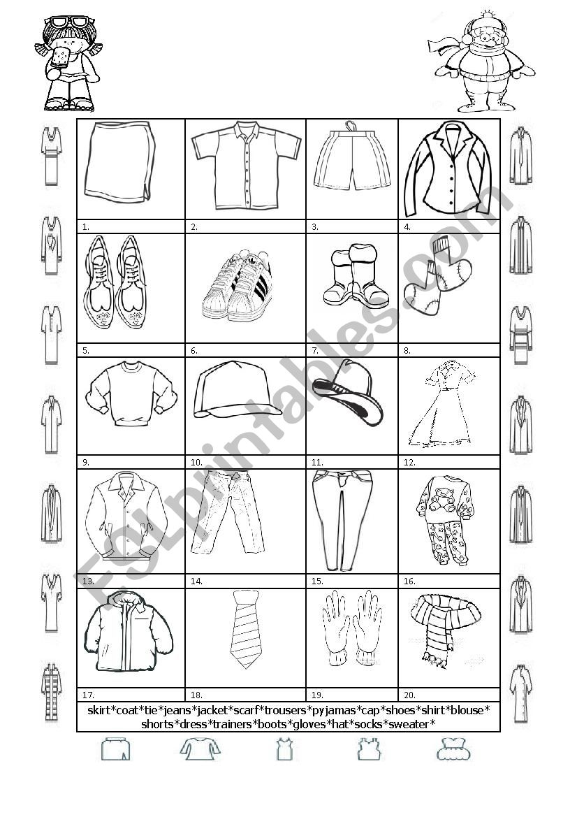 My clothes worksheet