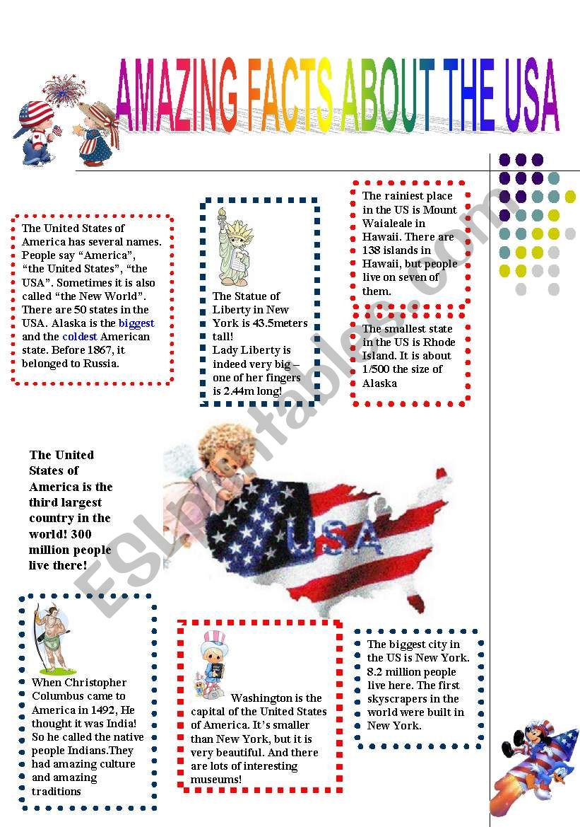 Amazing facts about the USA (31.07.08) - ESL worksheet by olga1977