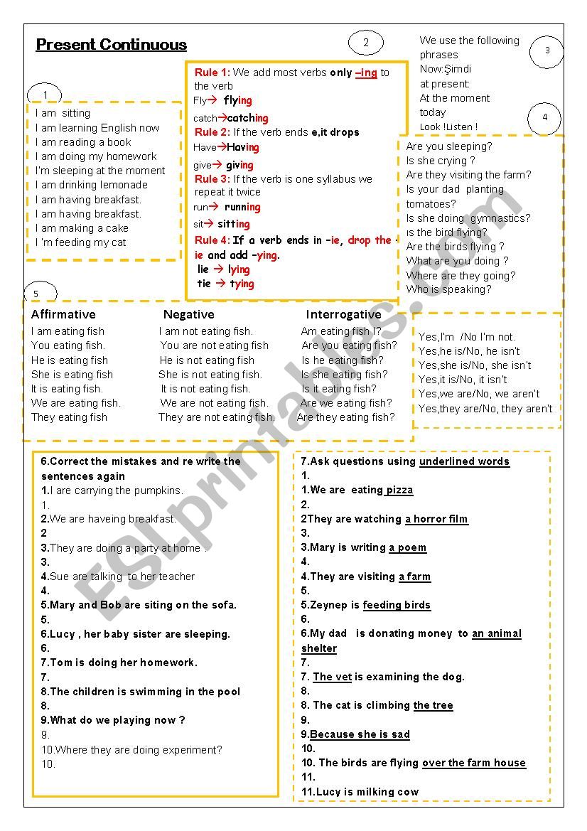 The Present ContnuousTense worksheet