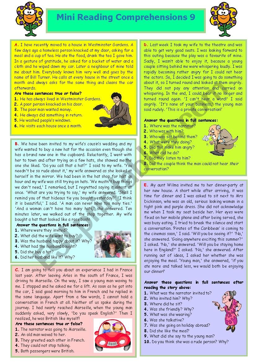 Mini Reading Comprehension 9 worksheet