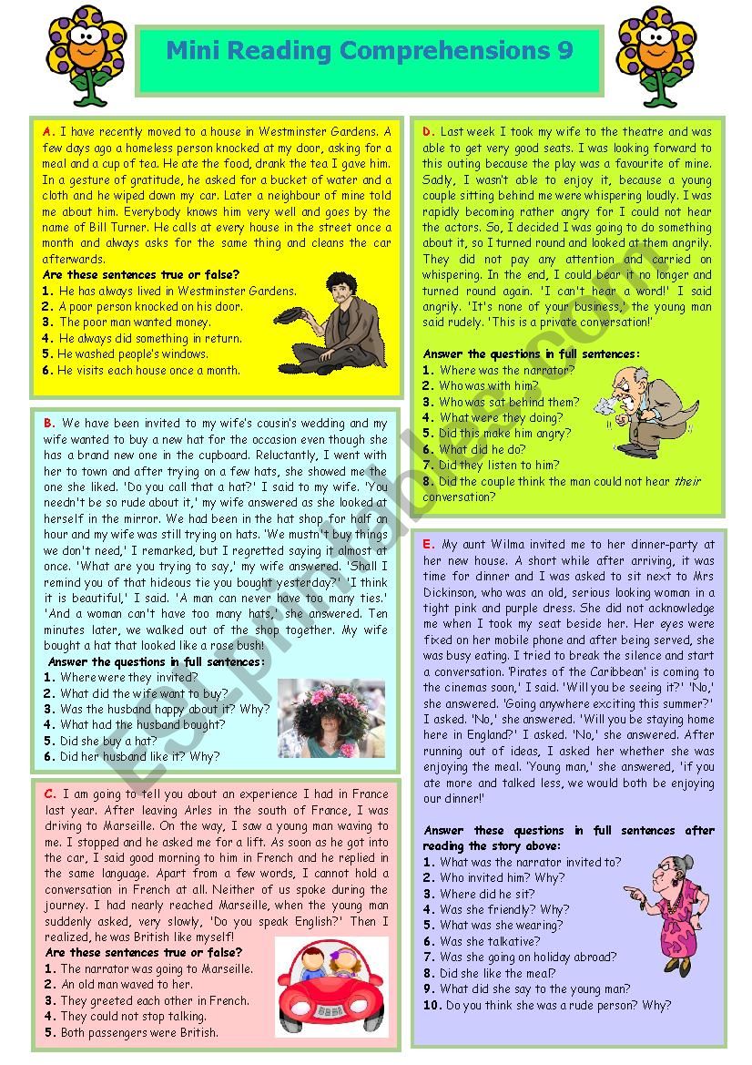Mini Reading Comprehension 9 worksheet