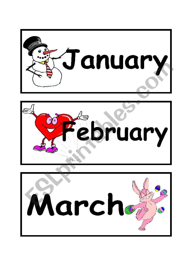 flashcards : months part1 worksheet