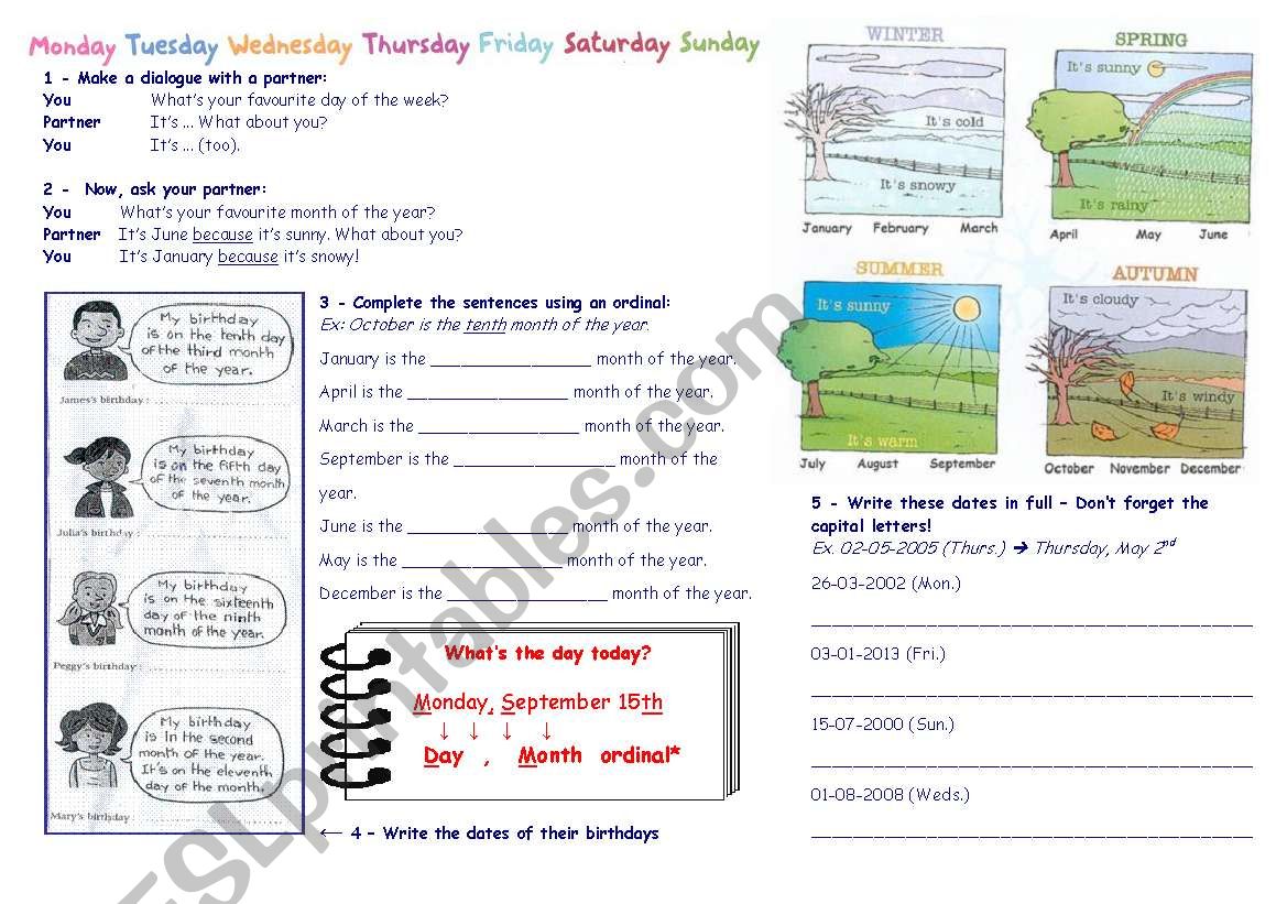 Whats the day today? worksheet