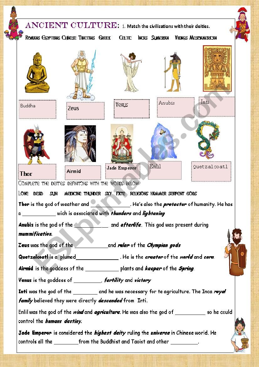 Culture: Ancient Deities  worksheet