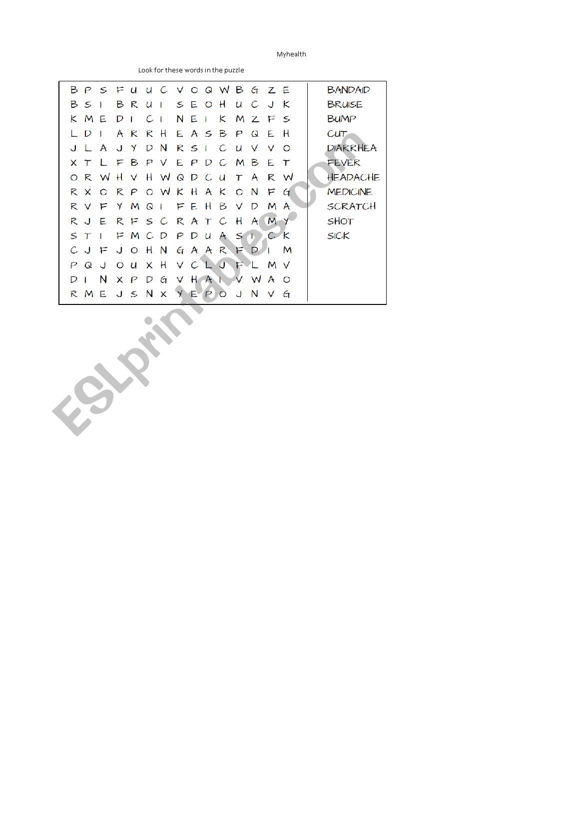 My health worksheet