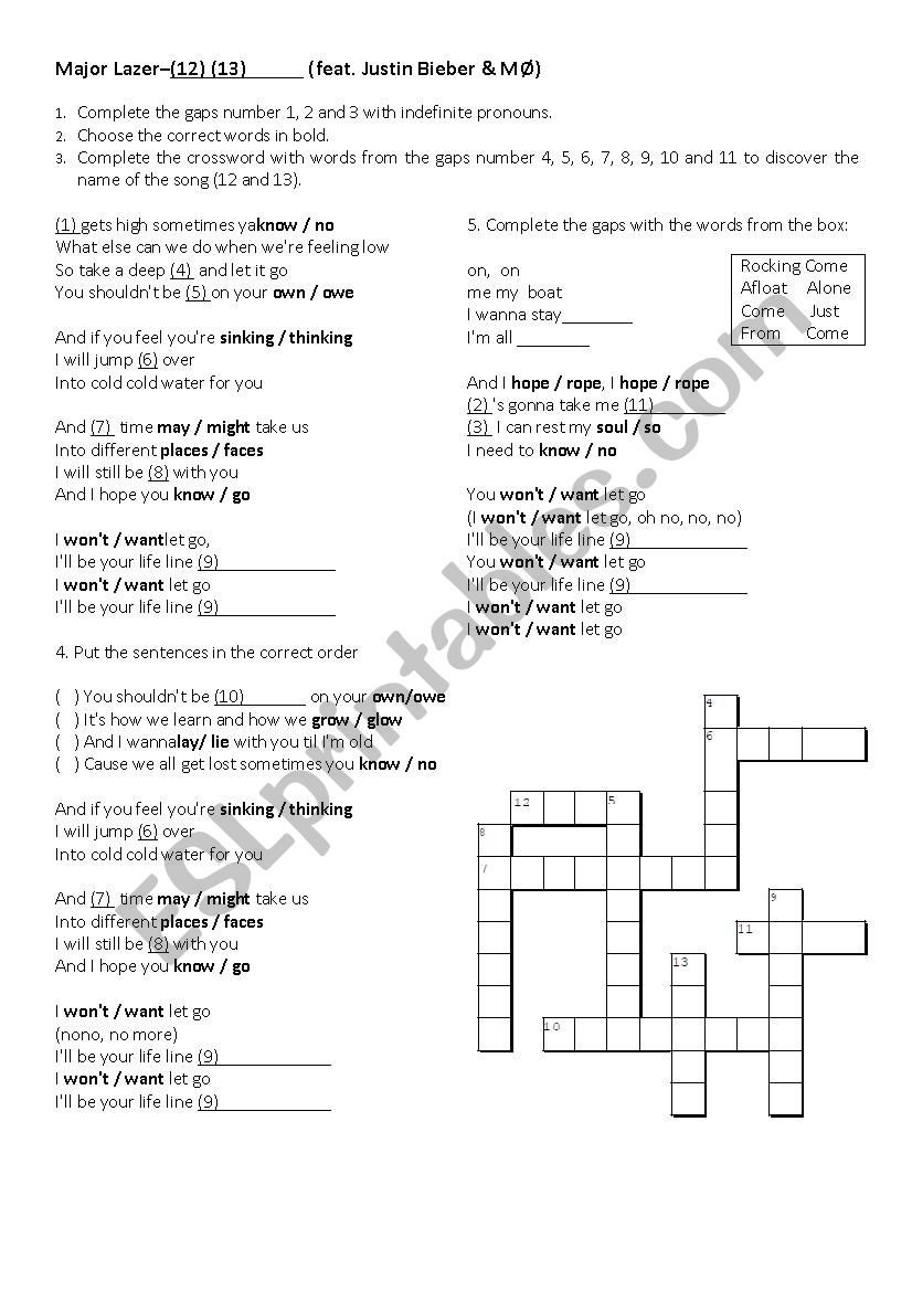 Song Activity - Major Lazer feat Justin Bieber - Cold Water