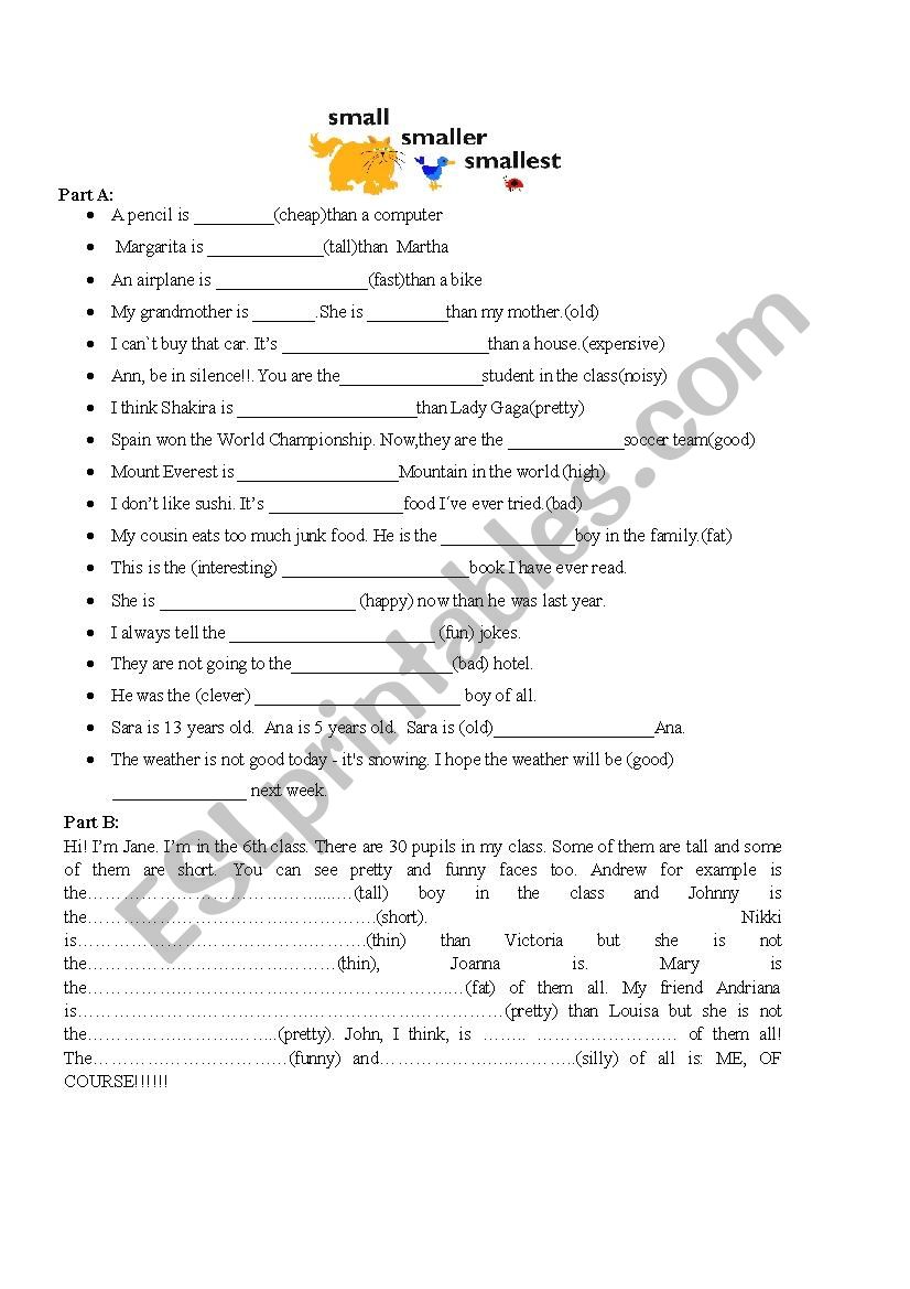 comparative worksheet