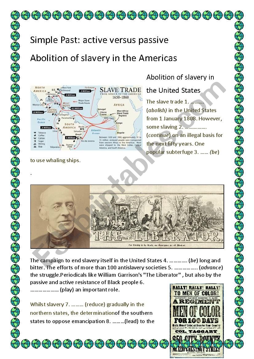 Abolition of slavery Passive versus Active Simple Past - (CEFB2)