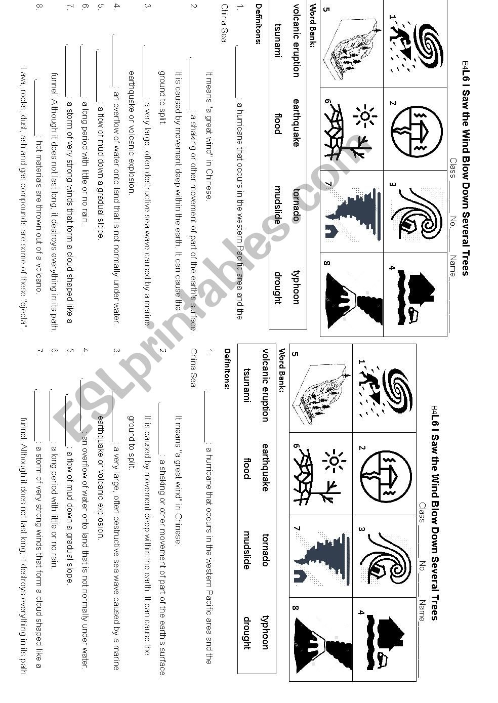 Natural Disasters_Vocabulary Worksheet_Size B4