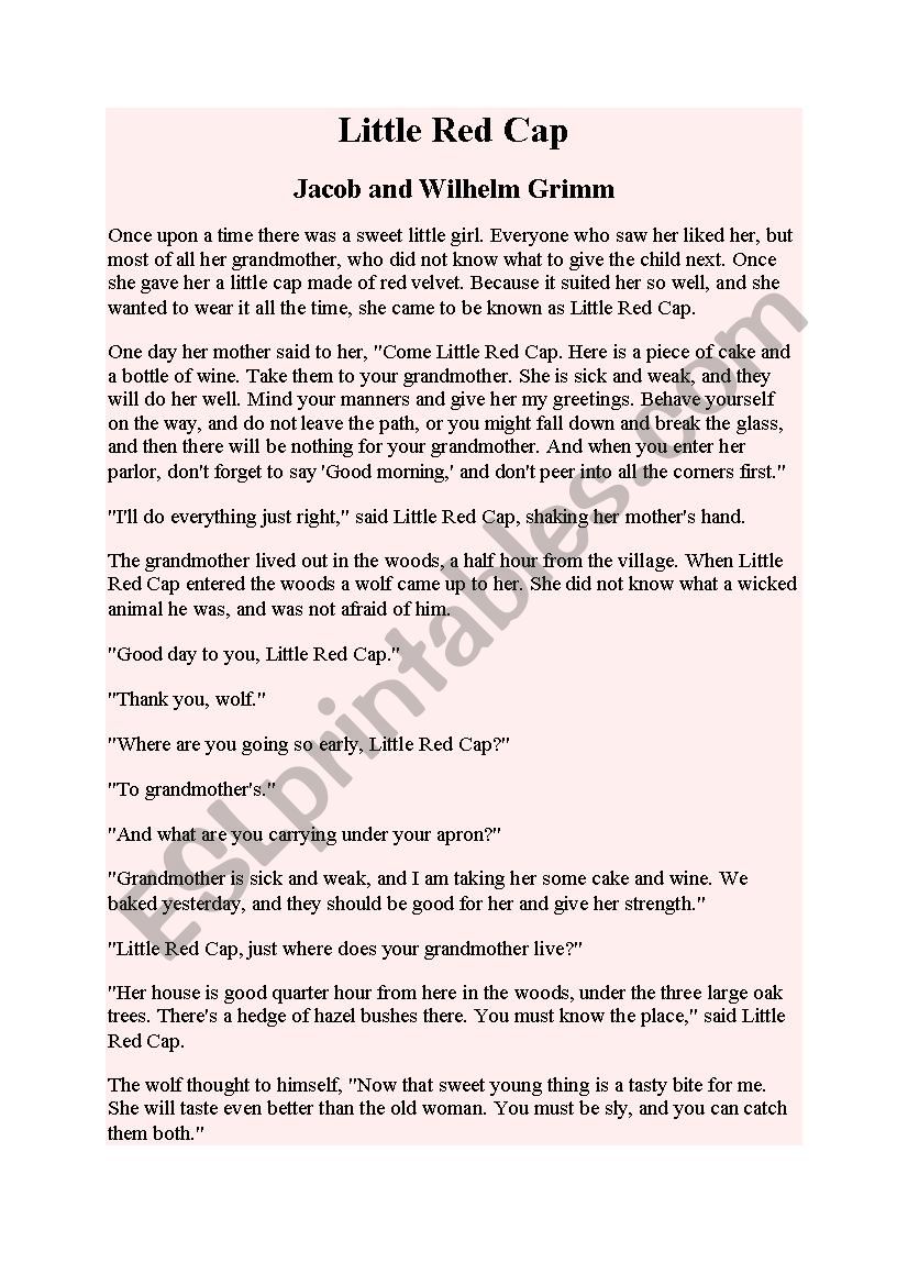 Little Red Riding Hood  worksheet