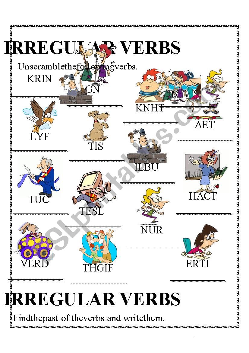 Irregular verbs worksheet