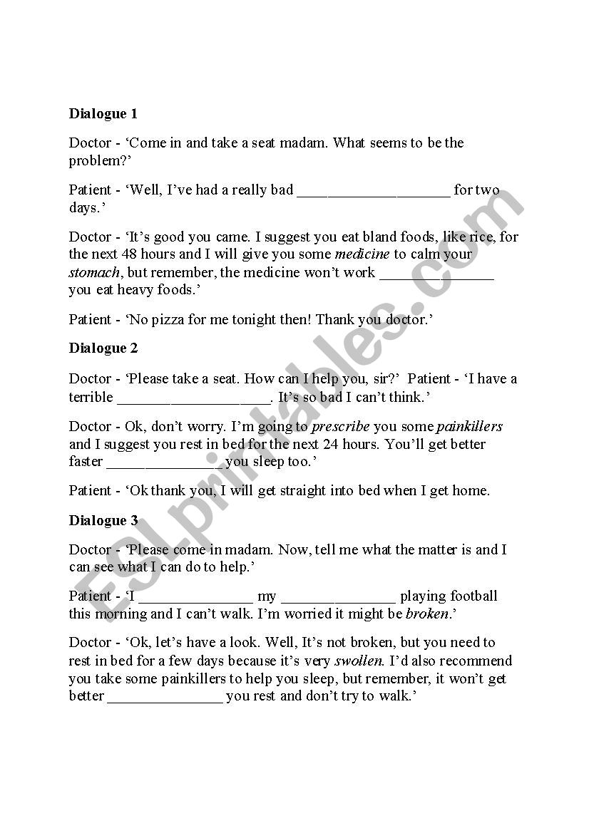At the doctor - dialogues worksheet