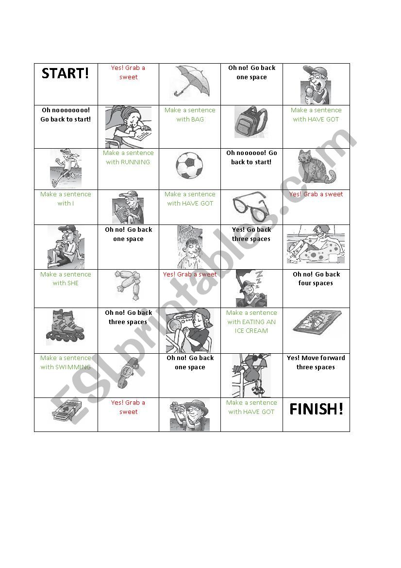 Present continuous board game worksheet