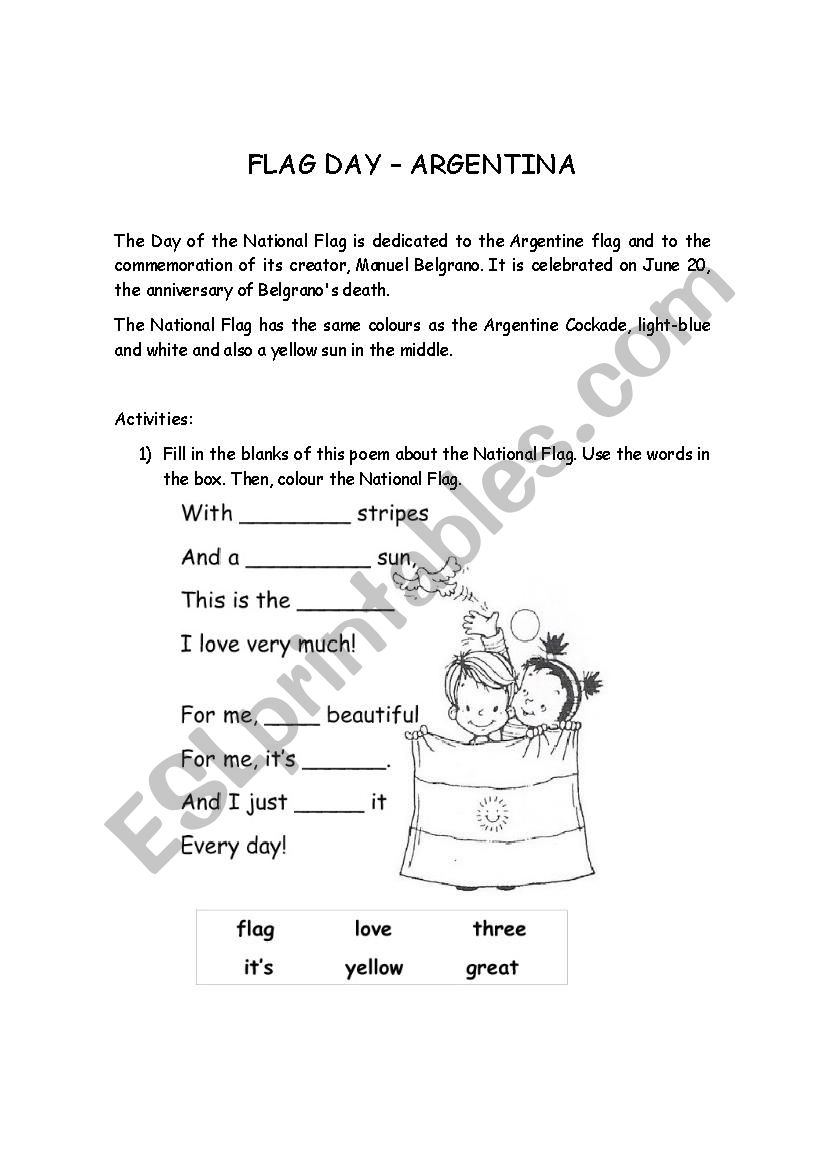 Argentina - Flag Day worksheet