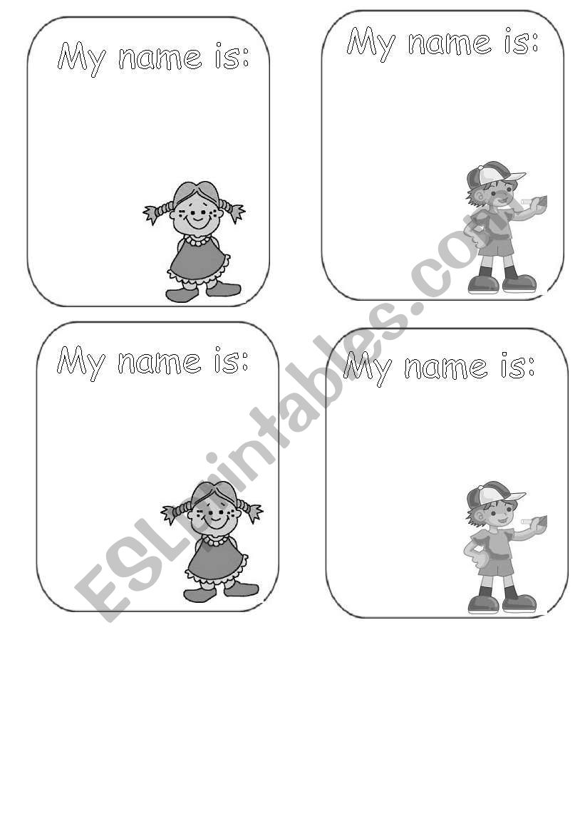 Name tag- black & white worksheet