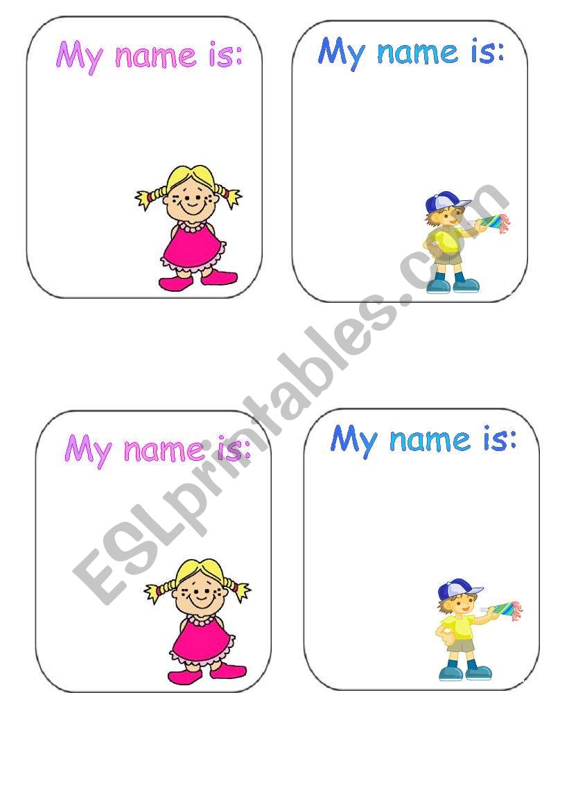 Name tag- this time in color worksheet