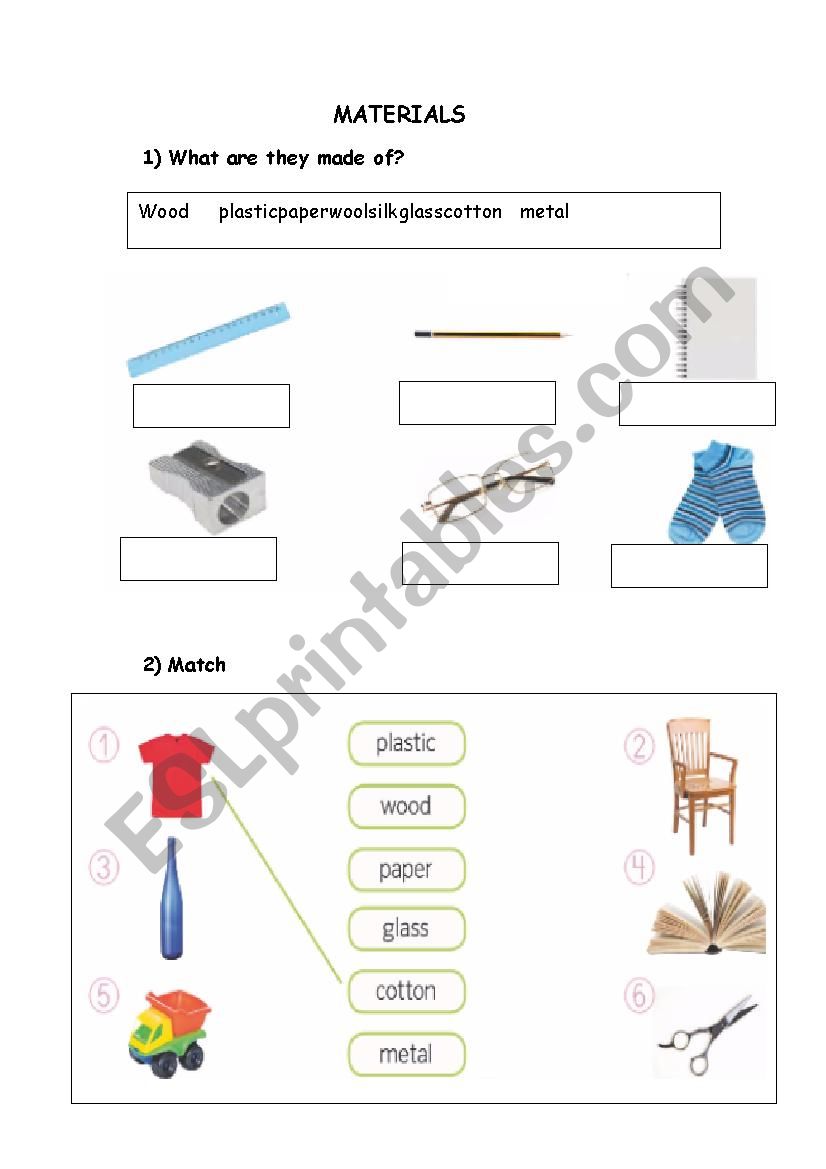 MATERIALS worksheet