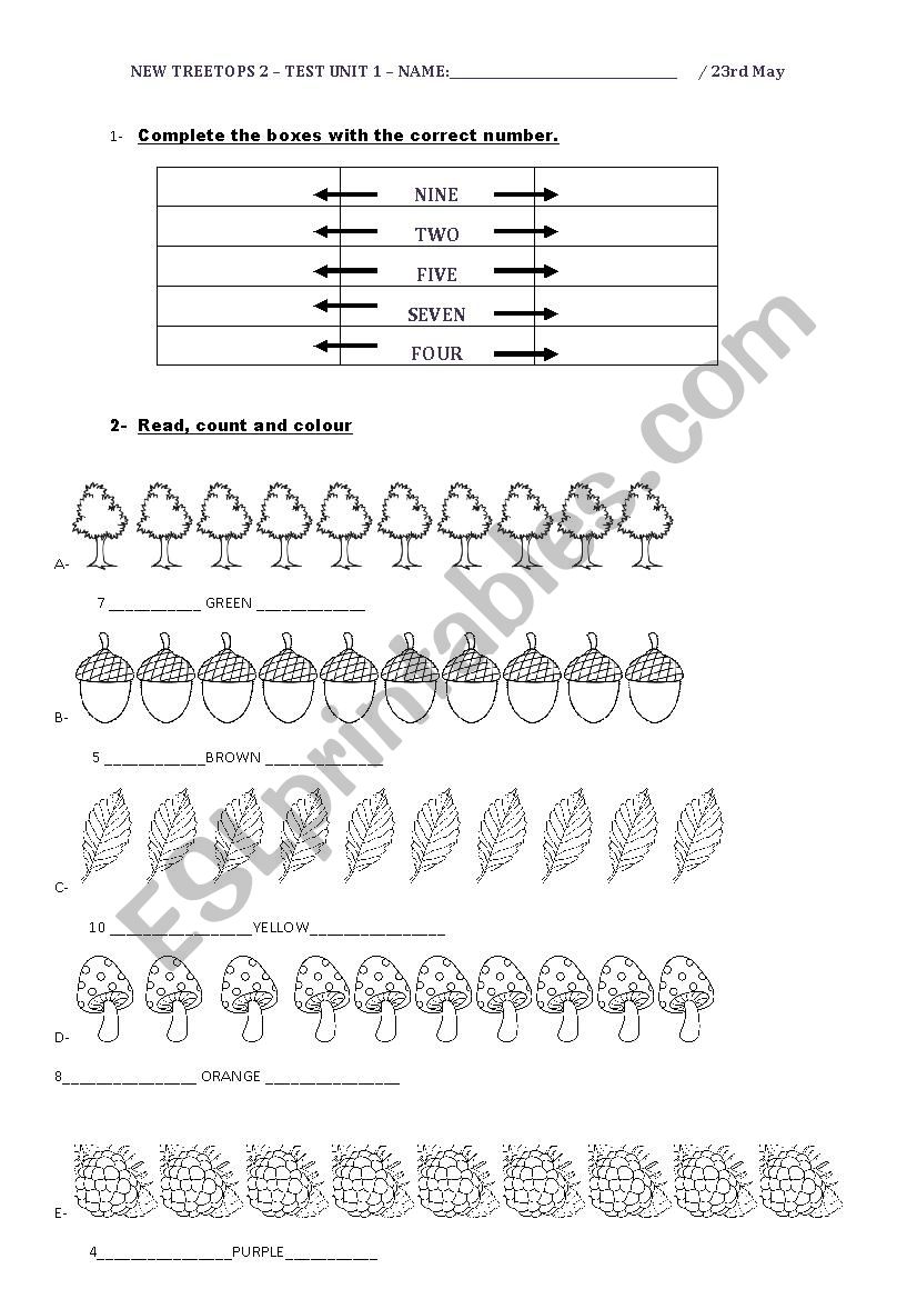 New Treetops 2 worksheet