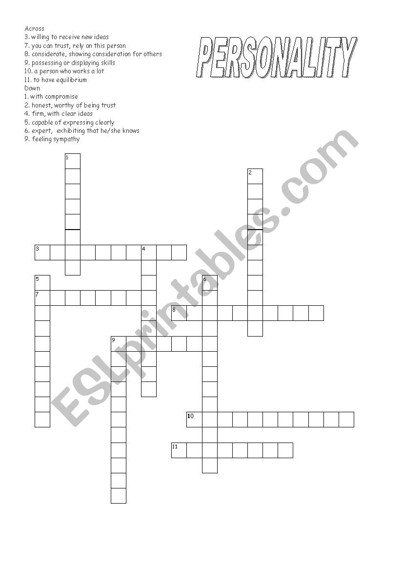 personality adjectives worksheet