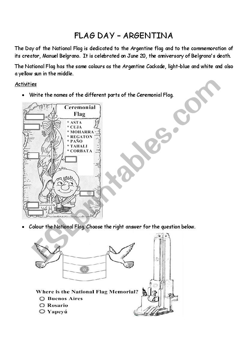 Argentina - Flag day  worksheet