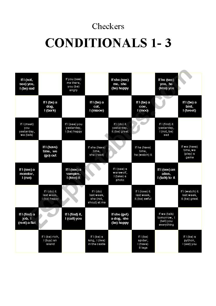 Checkers - Conditionals 1 - 3 worksheet