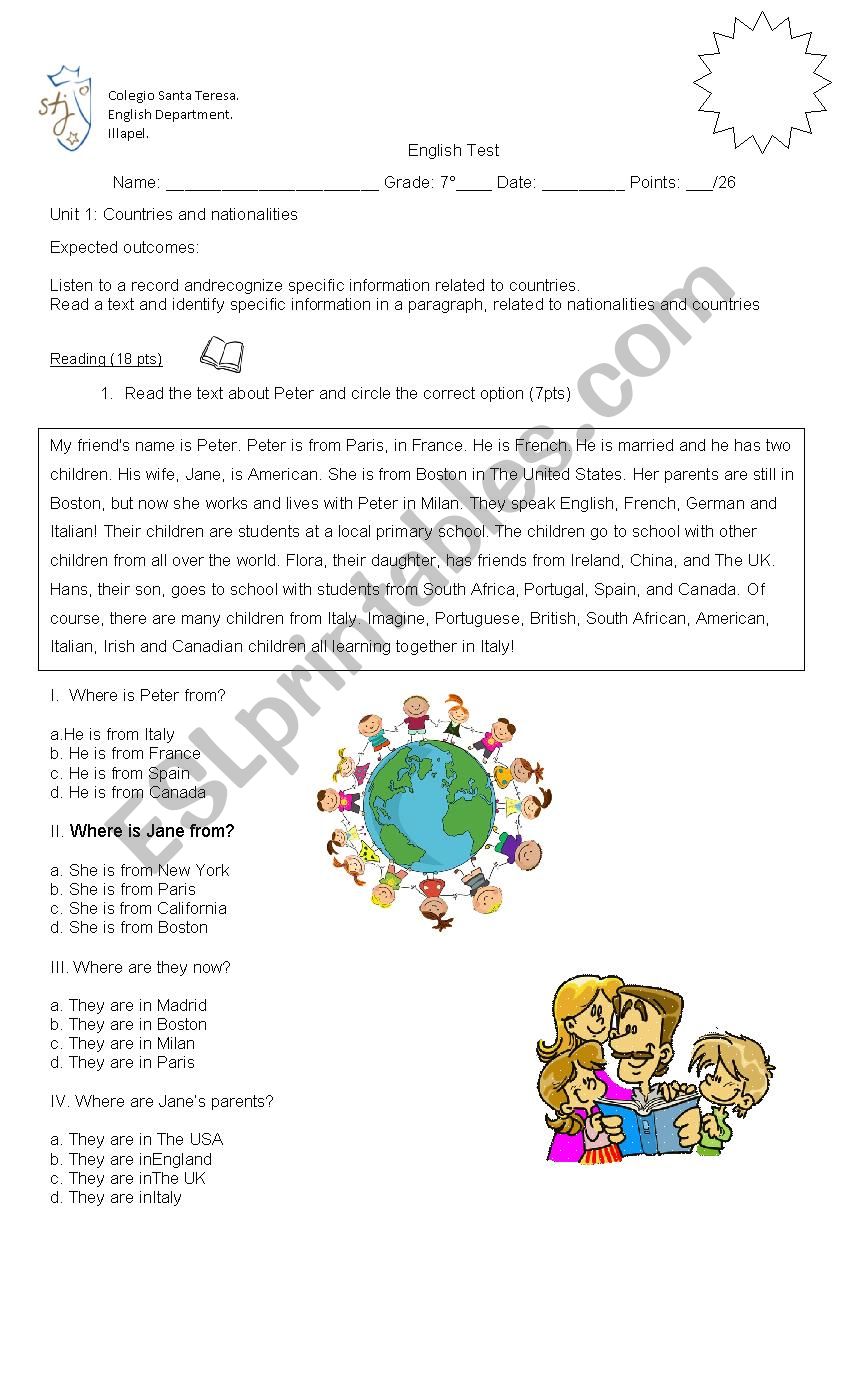 Countries and nationalities worksheet