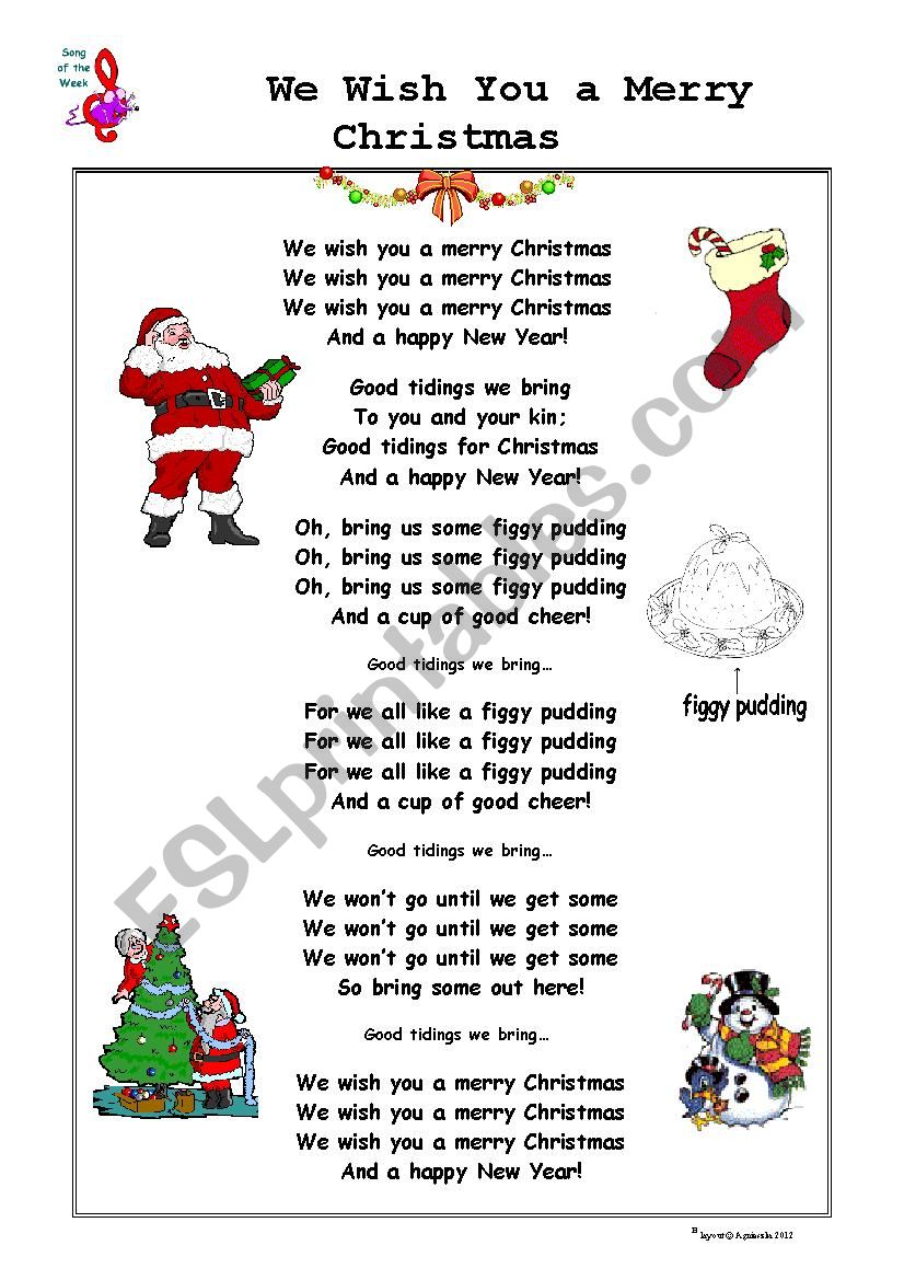 Lyrics We Wish You A Merry Christmas Printable - Printable Word Searches