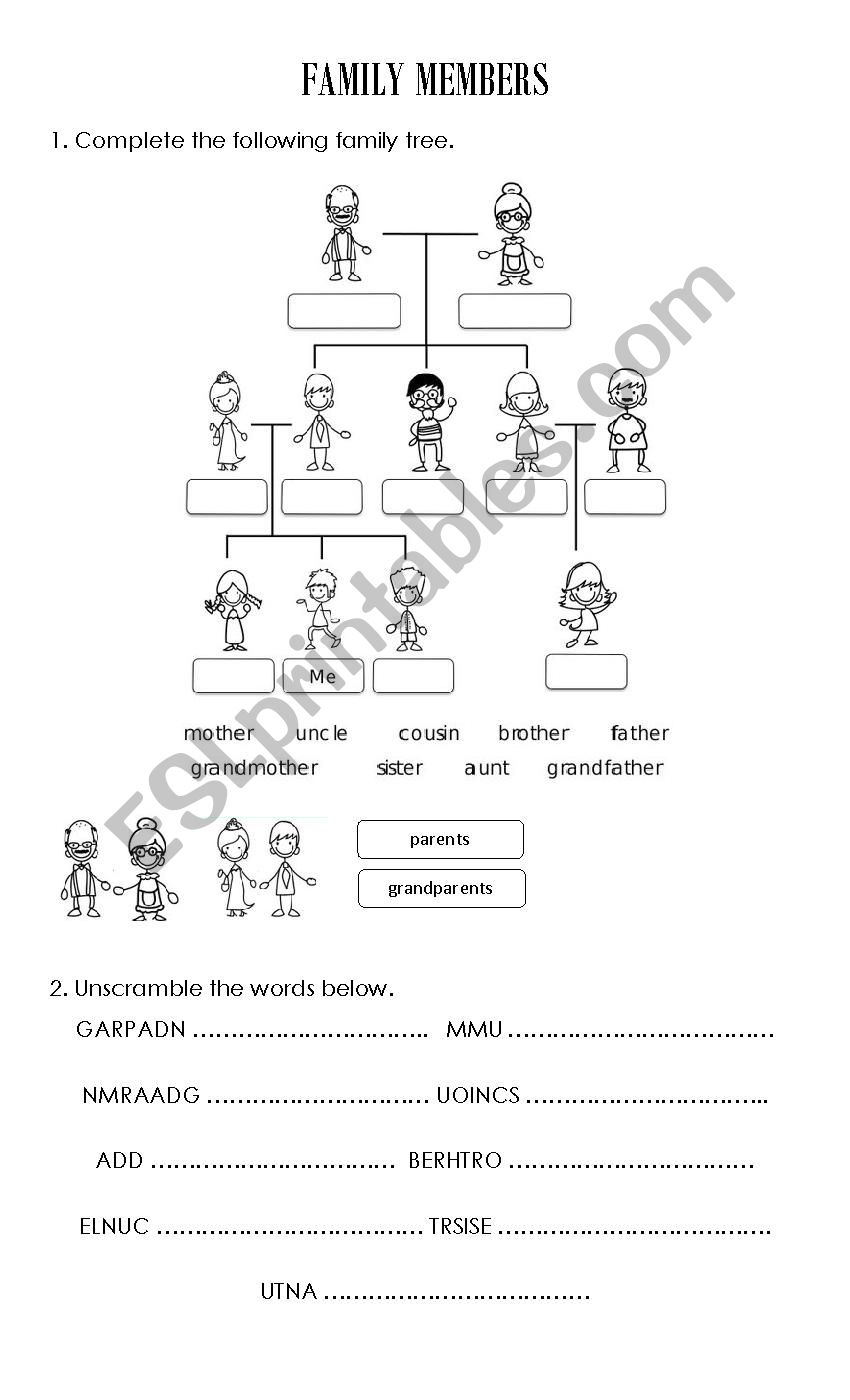 FAMILY MEMBERS worksheet