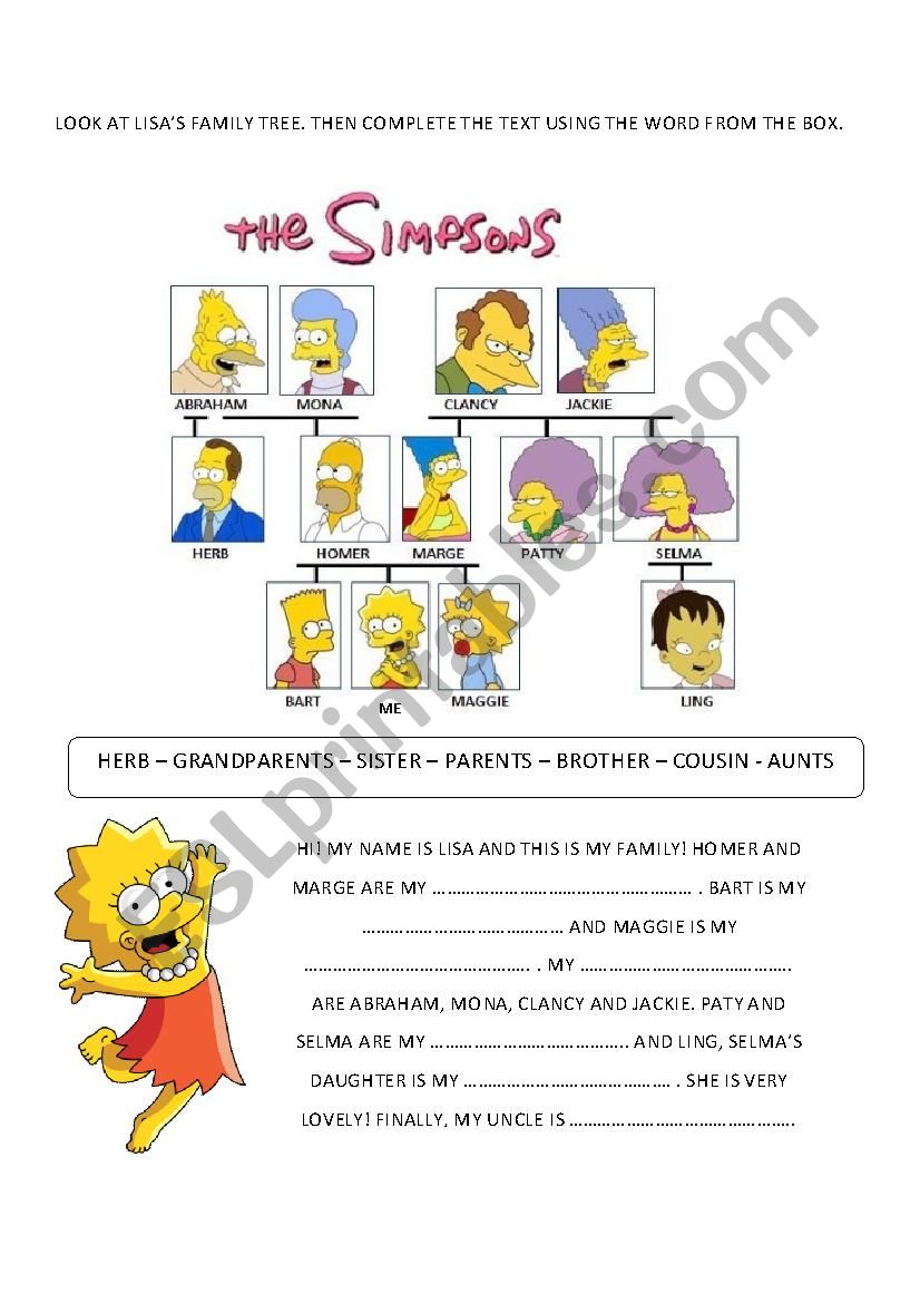 LisaÂ´s family tree worksheet