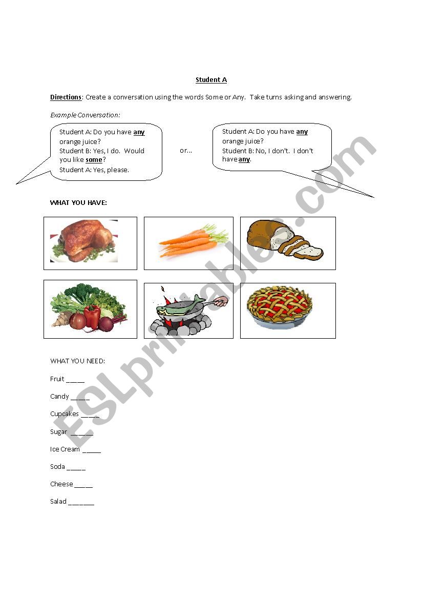 some or any conversation  worksheet