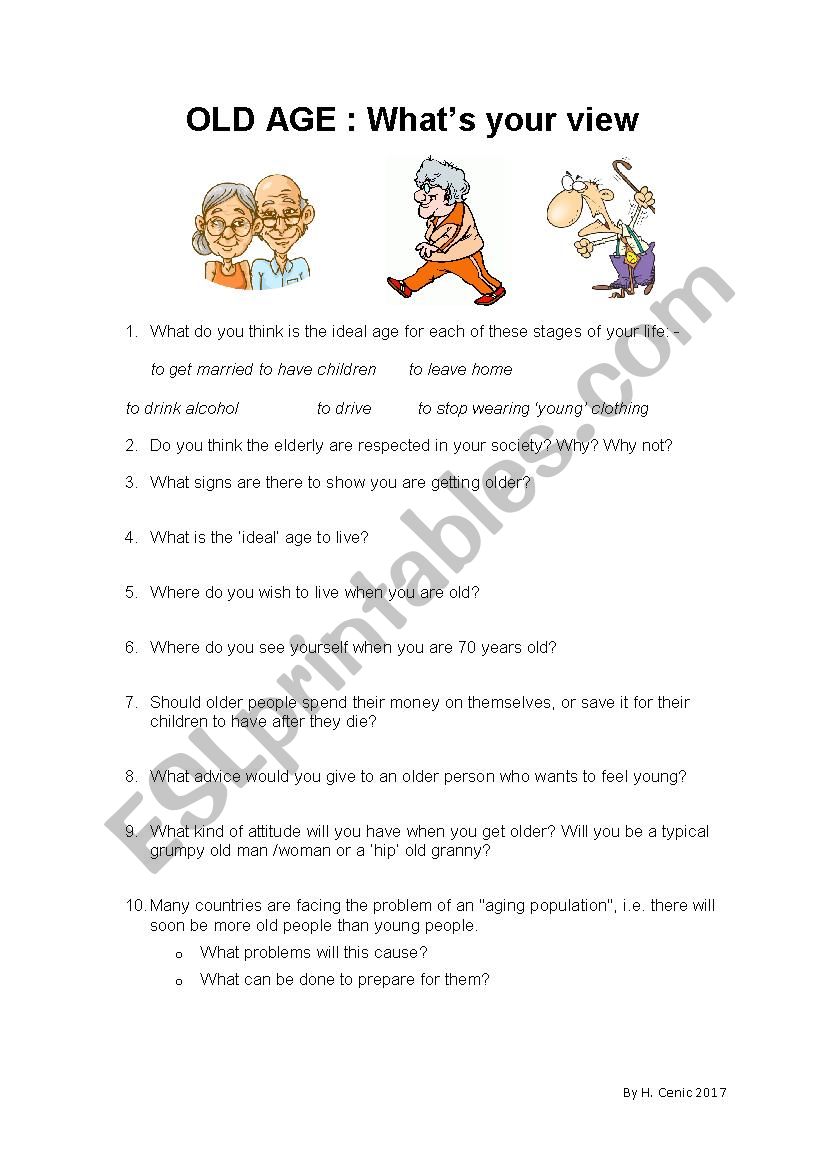 Old Age worksheet