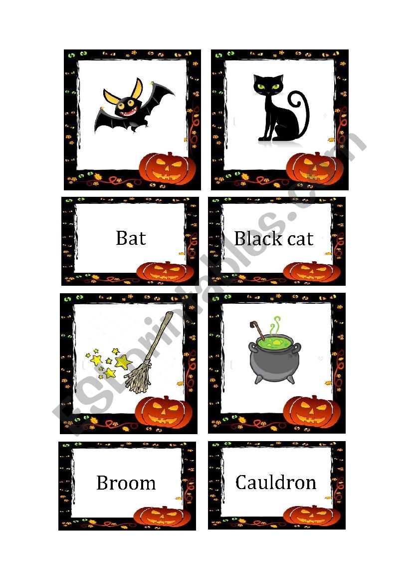 Halloween flashcards worksheet