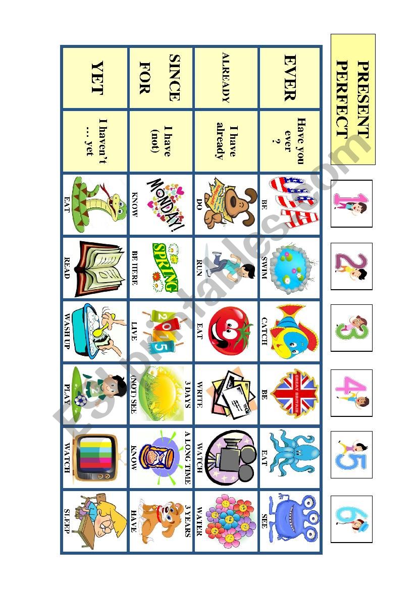 Present Perfect - 4 in a row - a game