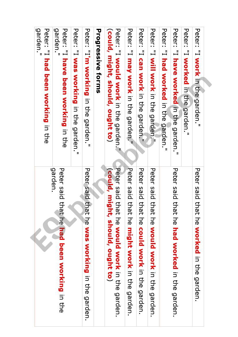 Reported Speech worksheet