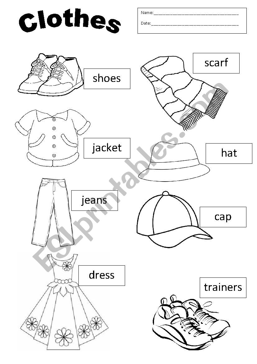 Clothes worksheet