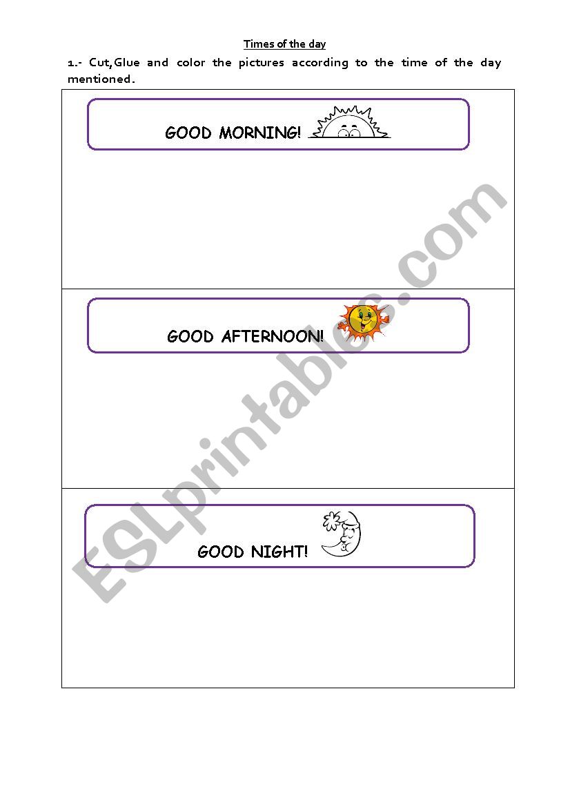 Times of the day worksheet