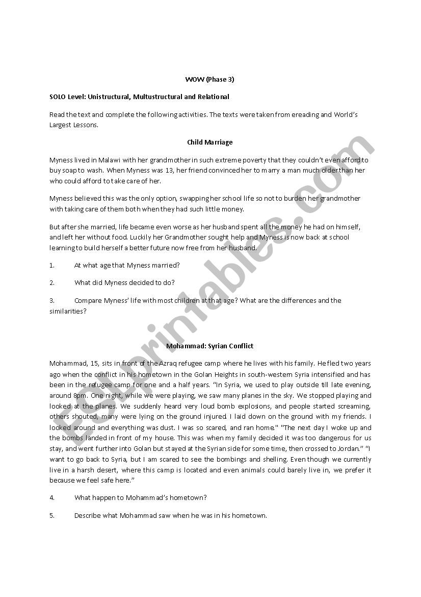 Why over What (WOW) reading module Phase 3
