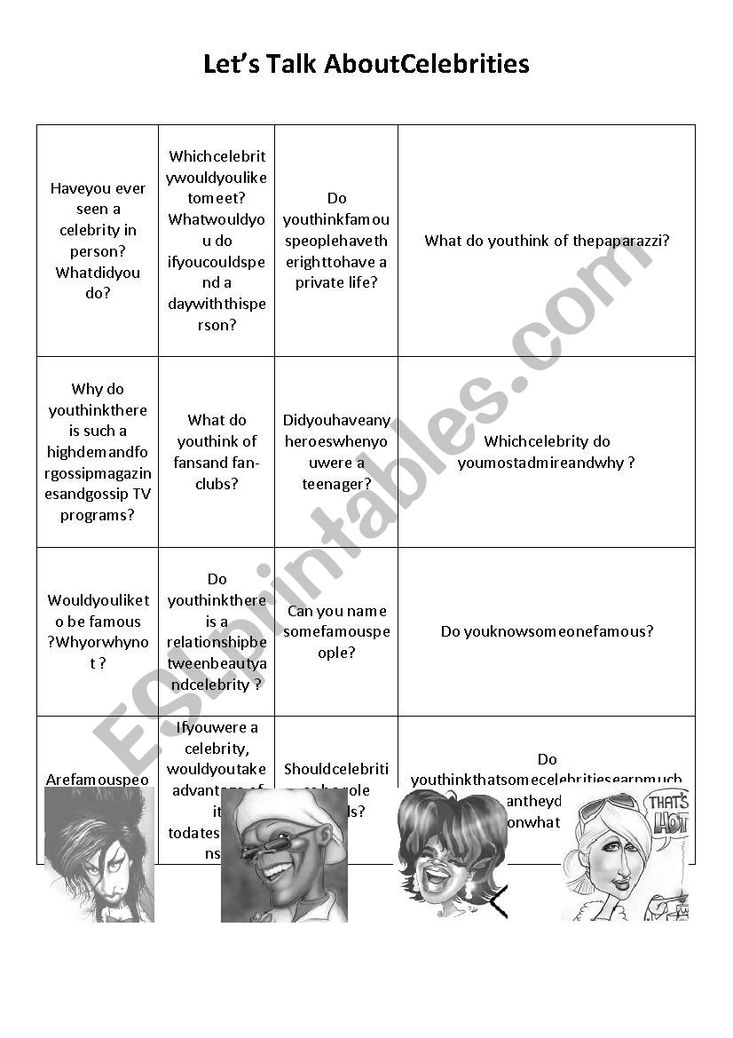 Lets Talk About Celebrities worksheet